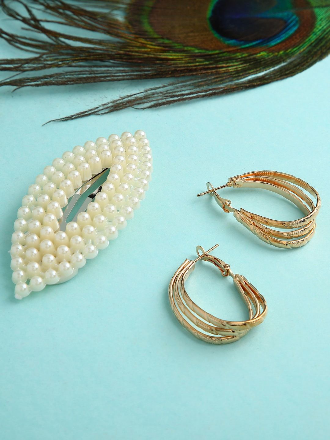 JustPeachy Gold-Toned Contemporary Drop Earrings