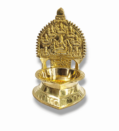 NAAYAGI - PURE BRASS ASTALAKSHMI DIYA / DEEPAM / VILAKKU - 5.5 INCH HIGH