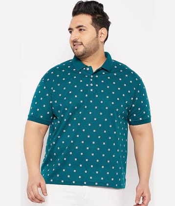 The Million Club Pack of 1 Cotton Blend Regular Fit Printed Half Sleeves Men's Polo T Shirt ( Teal Blue )