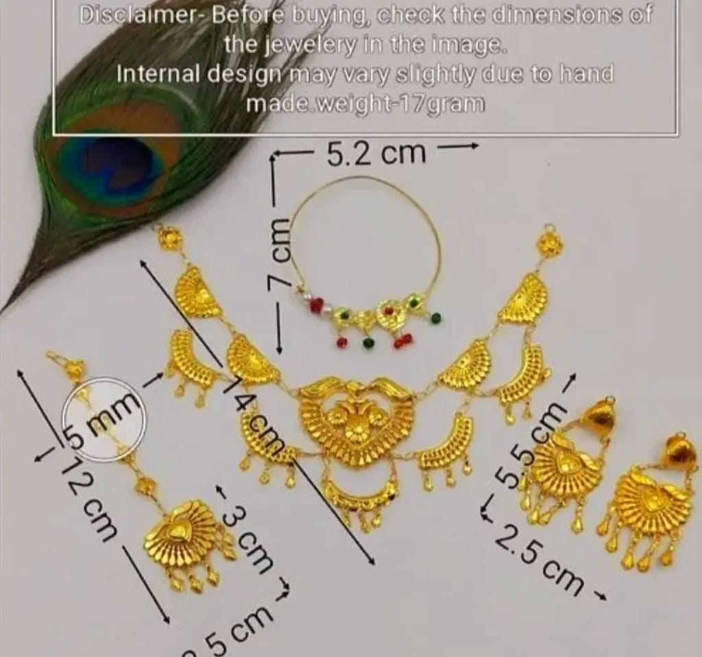 Traditional Indian Gold-Plated Rajasthani Wedding Necklace and Earrings