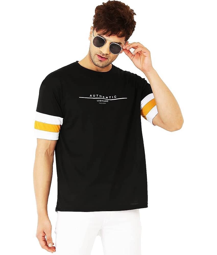 Leotude Pack of 1 Cotton Blend Regular Fit Men's T-Shirt ( Black )