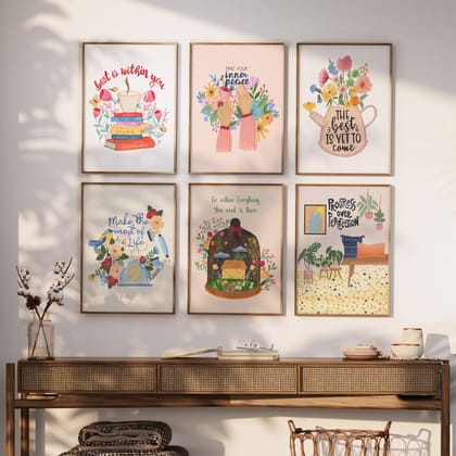 Breathe & Bloom Wall Art Frame Set of 6-8x10 inches / White Frame