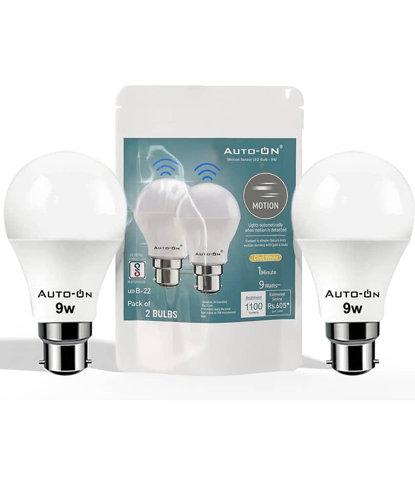 Auto-ON Motion Sensor LED Bulb- 9W Motion Sensor Light - Pack of 2