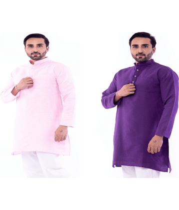 DESHBANDHU DBK Multi Cotton Kurta Pack of 2