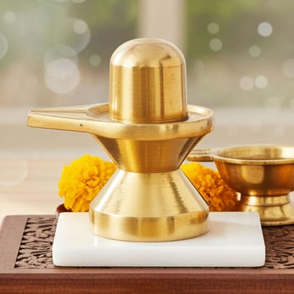 Brass Temple Shivling - Mandir Style Shiva Lingam, 1, Height : 1.2 Inch (BSMAS997 B)