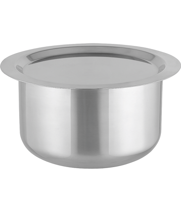 Dynore Milk Tope Non Coated Stainless Steel Pot Heavy Bottom with Steel Lid 15 cm Diameter 1.5 Ltr