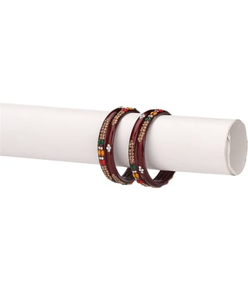 Party Glass Bangle Set Ornamented With Beads For Spaical Look (Pack Of 4 Multi Shining & Attractive