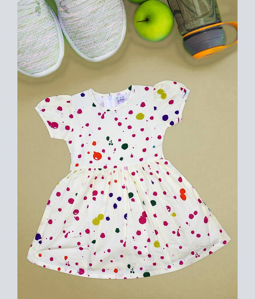 Me N My CLOSET Baby Girls 100% Cotton Frocks ( White )