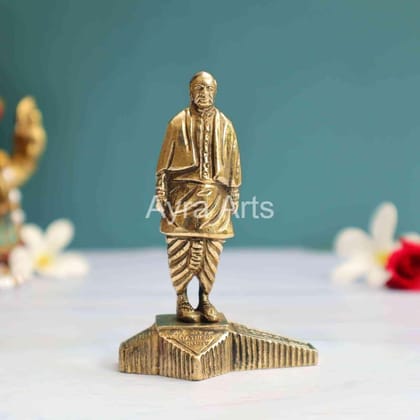 Brass Statue of Unity, Ironman Sardar Vallabhbhai Patel Statue - 3.8 Inch Height