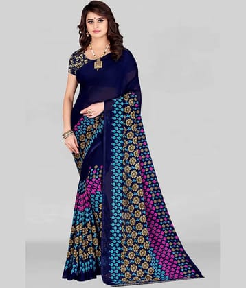 LEELAVATI Georgette Printed Saree With Unstitched Blouse Piece ( Brown )