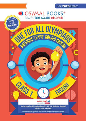 Oswaal One For All Olympiads Previous year solved paper English Class 1 with preparation guide One package for all olympiads Exams