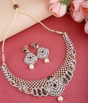 Ladymania Alloy Black Contemporary/Fashion Necklaces Set Choker