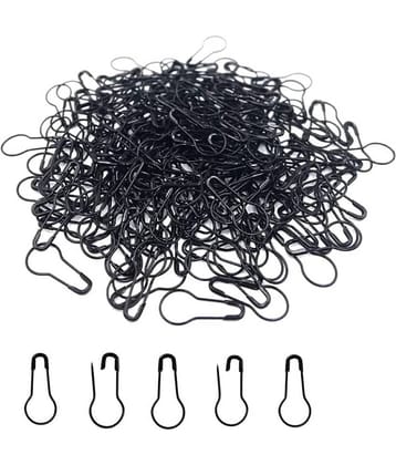 PRANSUNITA Bulb Shaped Brass Pear Shaped Hijab Safety Pin for Suit, Sarees, Garment Accessories, Pack of 50 pcs – Color -Black
