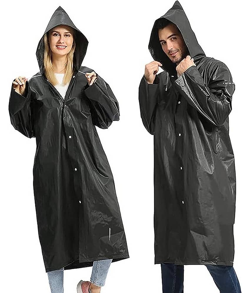Infispace Nylon Long Raincoat - Black