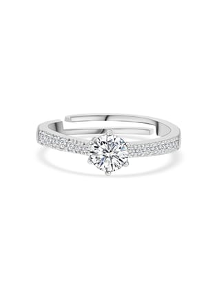 1.25 Carat Solitaire Adjustable Silver Ring For Women-Adjustable