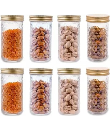 skwaion Glass Gold Dal Container ( Set of 8 )
