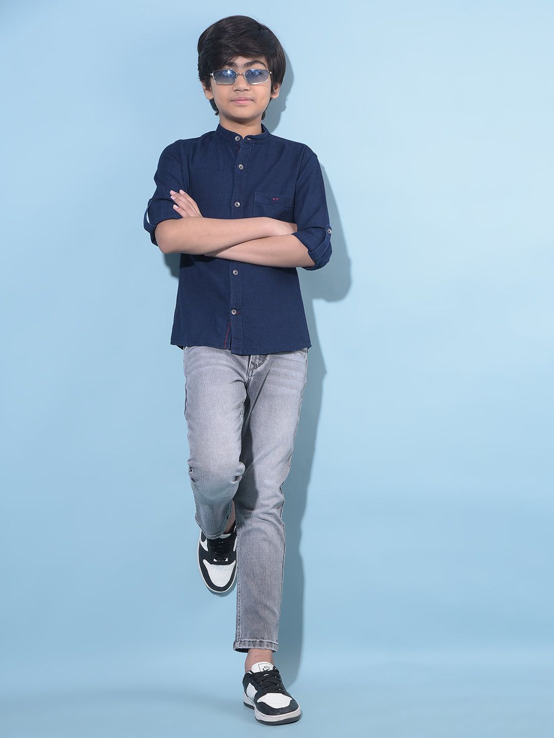 Grey Stretchable Cotton Jeans-7-8Y / Grey