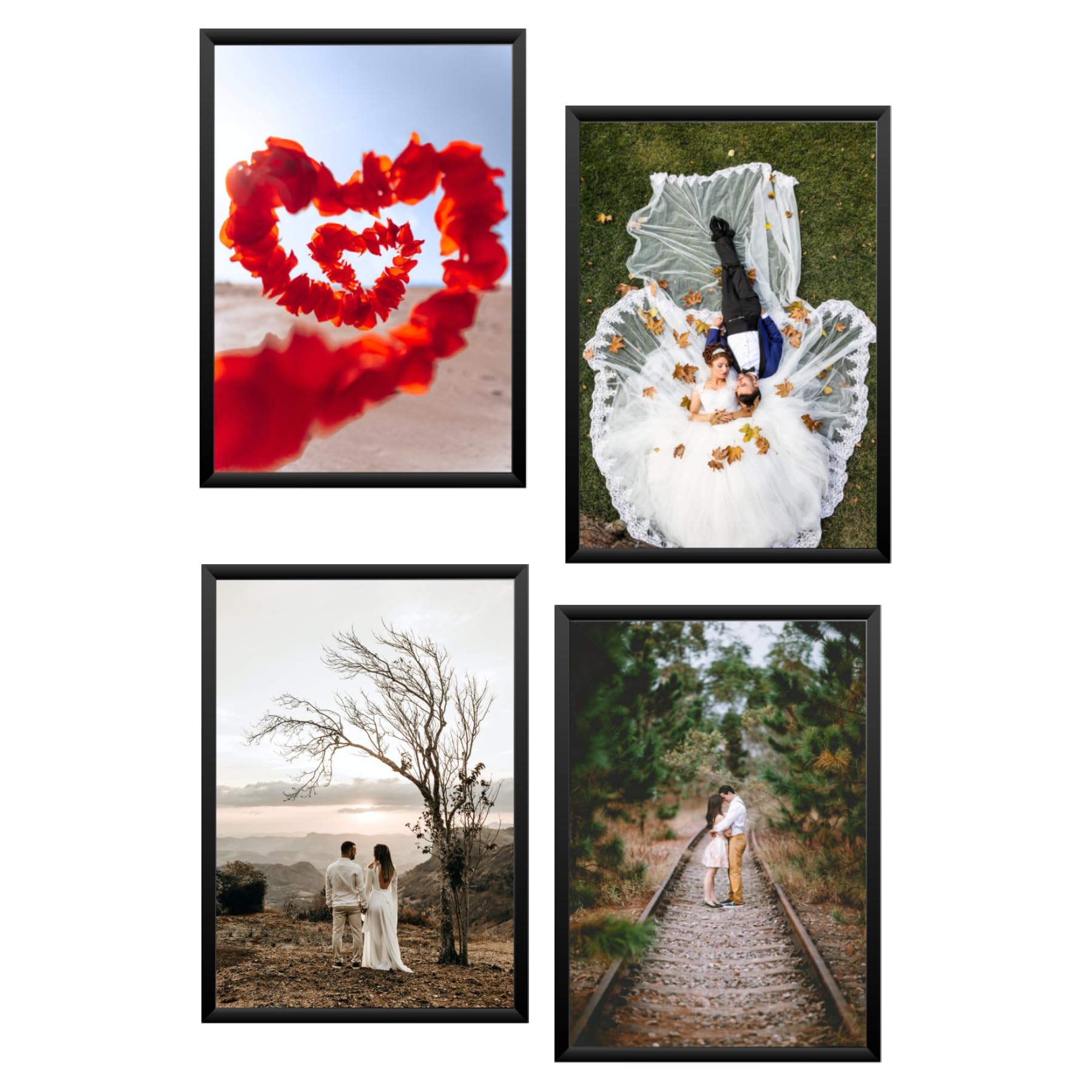 NOKKES Customized Set of 4 Premium Print Collage Photo Frames with Your Personalised Photos Frame (Size - 5X7 Inch) Home, Wall, Office Decor and Gifts (pack of 4side2)