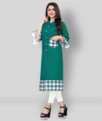 Lerkiza - Green Cotton Womens Straight Kurti ( Pack of 1 ) - 6XL
