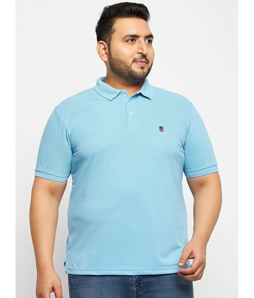 RELANE Pack of 1 Cotton Blend Regular Fit Solid Half Sleeves Men's Polo T Shirt ( Sky Blue )