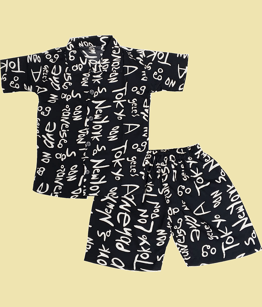 harshvardhanmart Pack of 1 Unisex for Baby Crepe Bodysuit & Jogger Set ( Black )