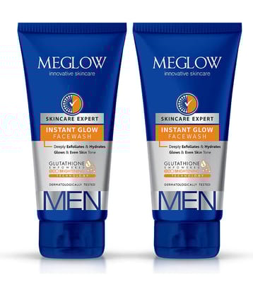 Meglow Instant Glow Facewash for Men for Skin Brightening for Even Skin Tone 70g ( Pack of 2 )