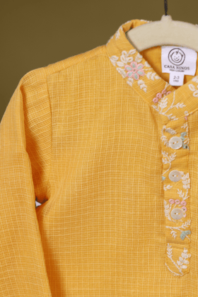 Yellow Embroided Kurta with Pants-0-6 months