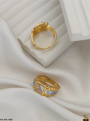 Gleaming Gold-Plated dual tone mesmerizing rings for men's-RG-081-18