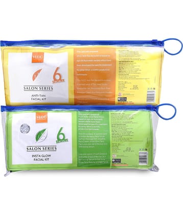 VLCC Salon Series Instaglow Facial Kit ,240g & Anti,Tan Facial Kit ,300g with Revital Skin Whitening Serum ,12ml(Pack of 2)