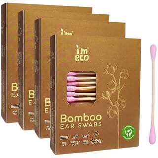 IMECO Bamboo Ear Swabs Cotton Ear Buds 100 Buds x Pack of 4
