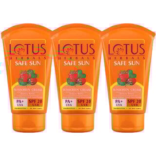 Lotus Herbals Safe Sun Sunscreen Cream  Breezy Berry Spf 20 Pa Sweat  Waterproof NonGreasy 50G  (Pack Of 3)