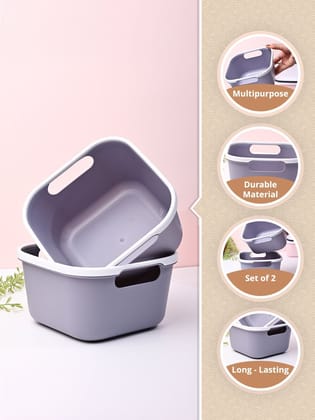 Grey Square Baskets (Set of 2)