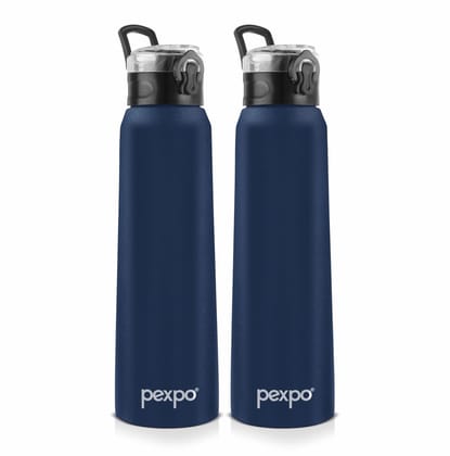 PEXPO Stainless Steel Sipper Water Bottle | 1000ml, Pack of 2, Denim Blue, Vertigo | Eco-Friendly Water Bottle Suitable For Adults & Kids