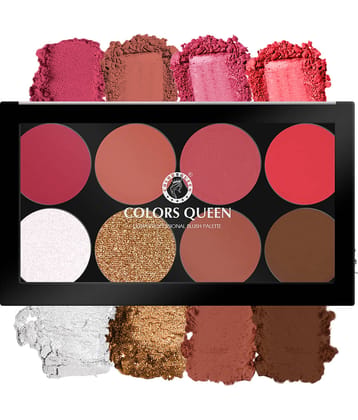 Colors Queen Ultra Professional Blush Palette with Shimmer Highlighters and Contour (Shade - 03)