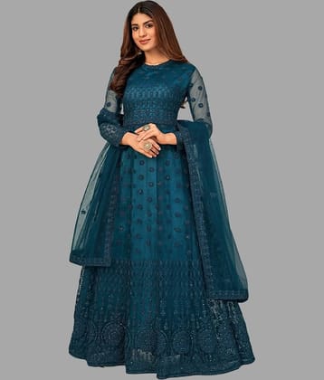 A TO Z CART Pink Flared Net Women's Semi Stitched Ethnic Gown ( Pack of 1 )