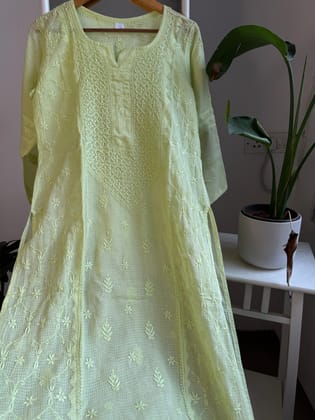 Kota Soft Cotton Chikankari Kurti - Apple Green - TARA Collection-Green / cotton / S