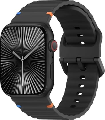 Premium Modello Soft Silicone Strap By iSerieshub Compatible For Apple Watch-Black / 49 - 46 - 45 - 44MM