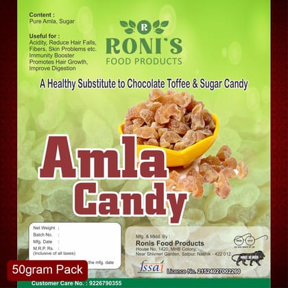 Roni's Jaggery Amla Candy (50g) | Gud Coated Dried Indian Gooseberry | Healthy Sugar Alternative | Iron & Vitamin C Rich