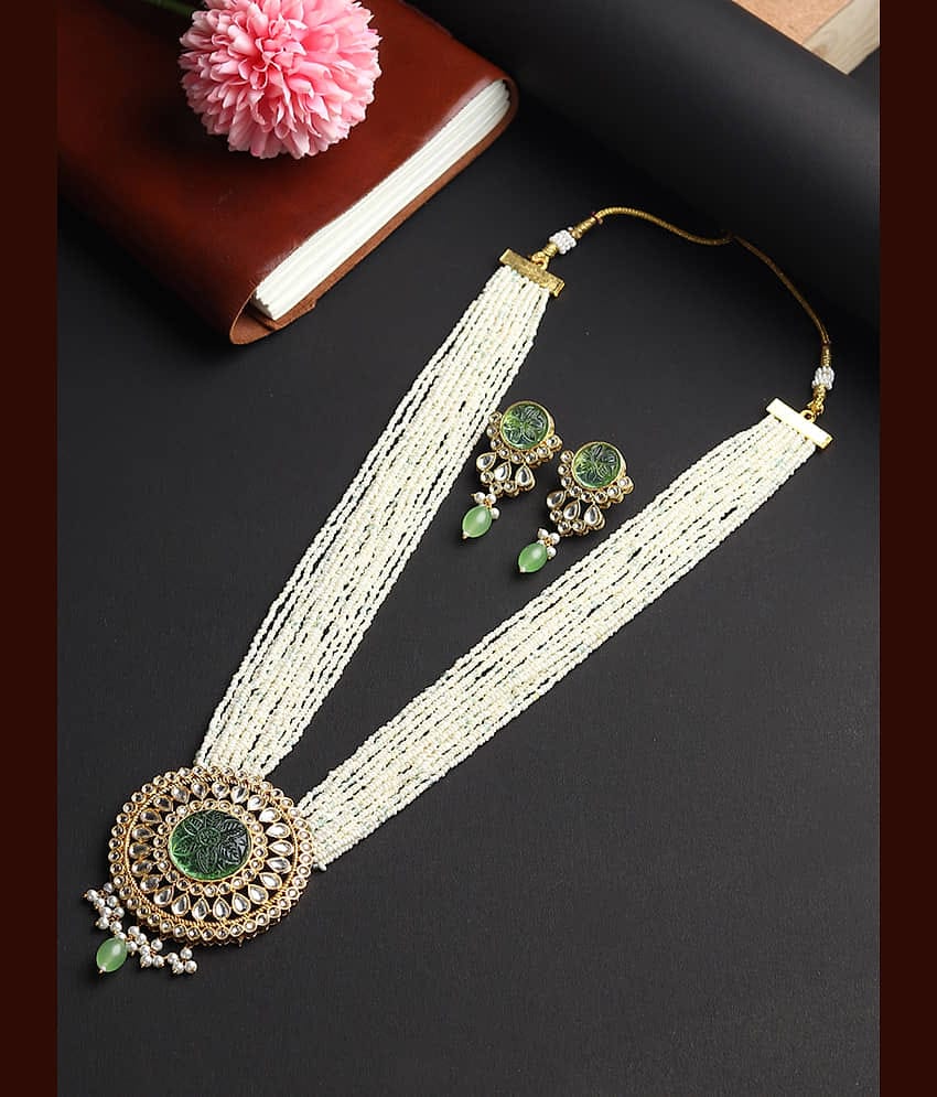 Rhosyn Mint Green Pearls Necklace Set ( Pack of 1 )