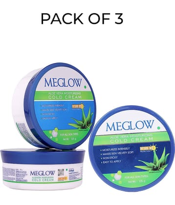 Meglow Aloe Vera Moisturizing Cold Cream for Dry Skin with SPF 15 Protection 50g ( Pack of 3 )