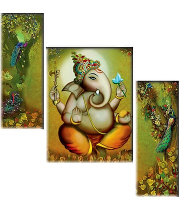 Saf Ganesha modern art Set of 3 MDF Painting Without Frame