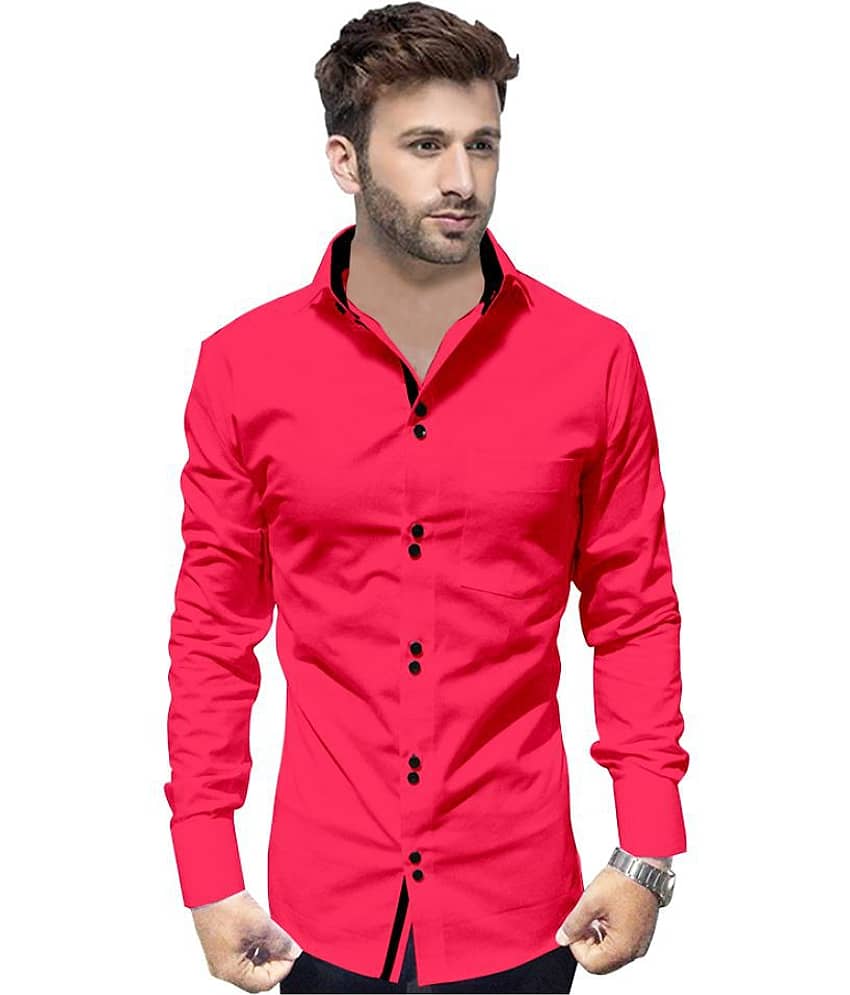 P&V - Pink Cotton Slim Fit Men's Casual Shirt (Pack of 1 )