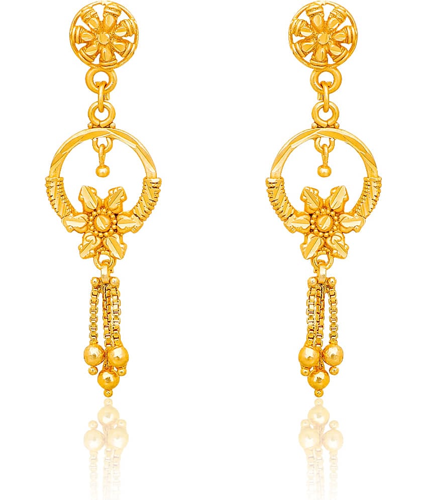 LUV FASHION Golden Chandbalis Earrings ( Pack of 1 )