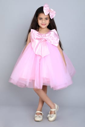PinkChick Big Bow Dress -Pink-1-2y / Pink