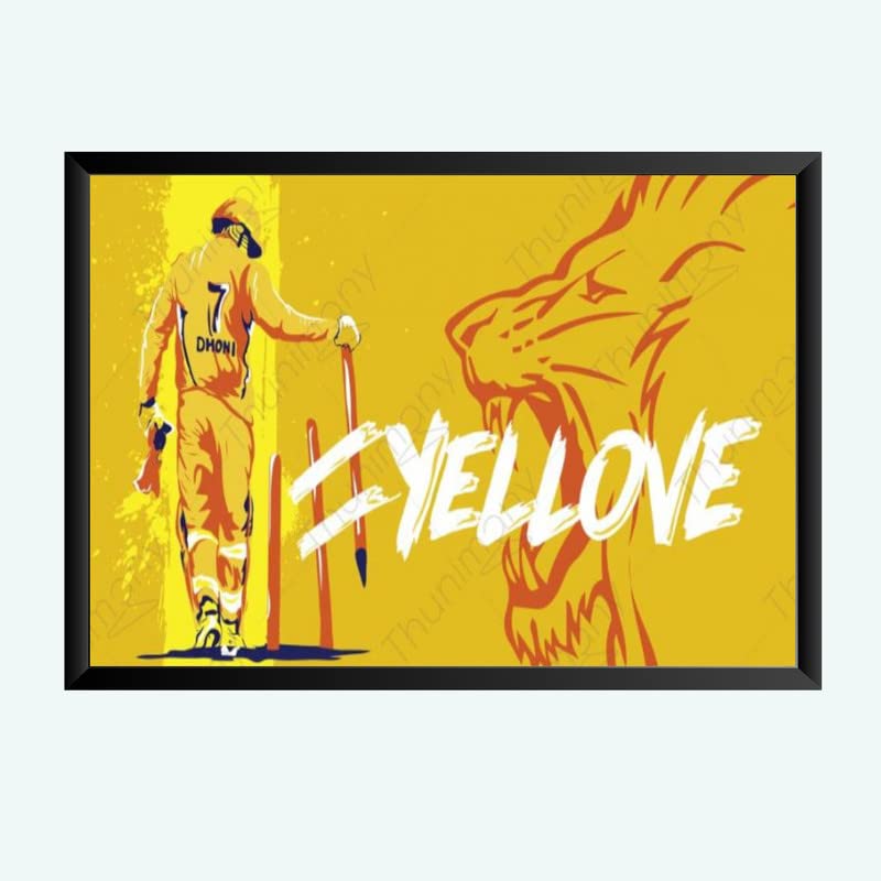 Nokkes Cricket IPL M.S Dhoni CSK Chennai Super King Team Photo Frame 8X12 Inch Size Photo Frame Photo Home Office_msd25