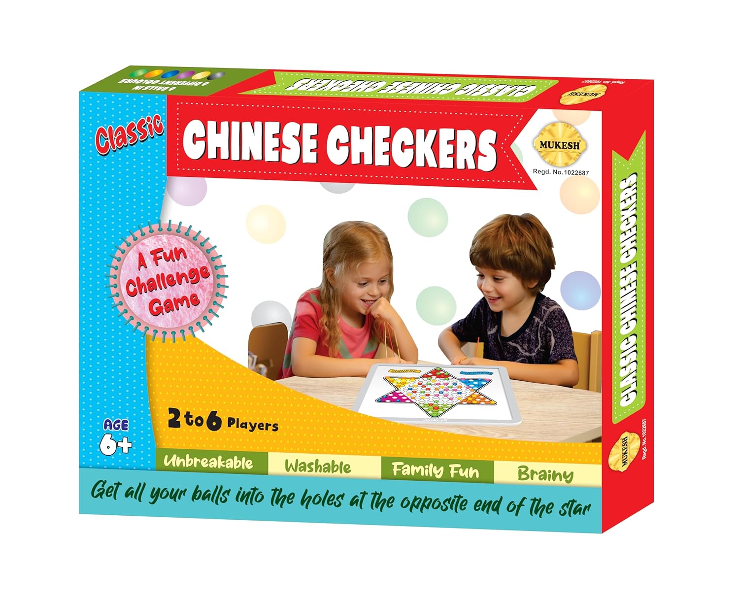MUKESH Chinese Checkers Board Game 2 to 6 Players Family Strategy Game with 60 Marbles