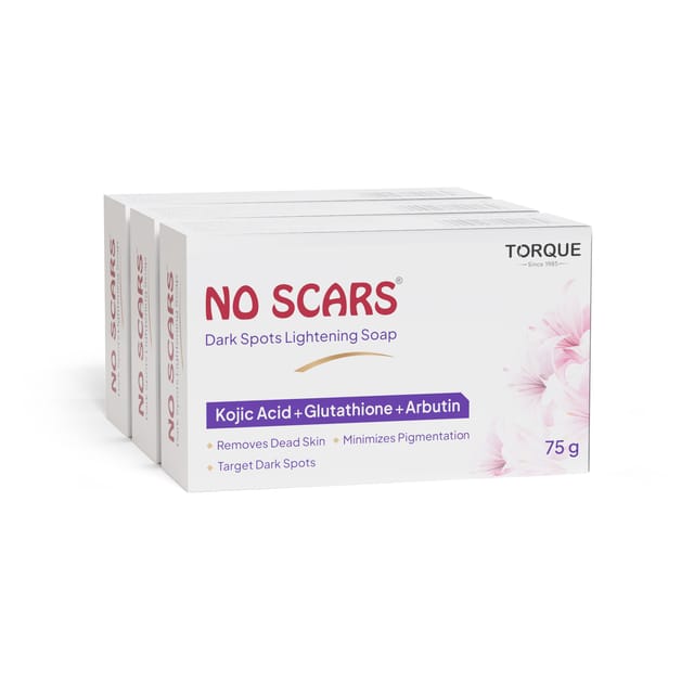 No Scars Skin Brightening Soap with Glutathione, Kojic Acid, Vitamins C E, Alpha Arbutin, For Hyperpigmentation, Dark Spots-Pack of 3