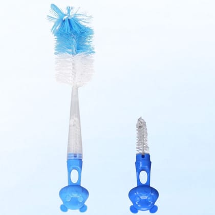 Tender Flo 2-in-1 Feeding Bottle Cleaning Brush with Nipple Cleaner, Nylon Bristles, Box Packed, Color May Vary