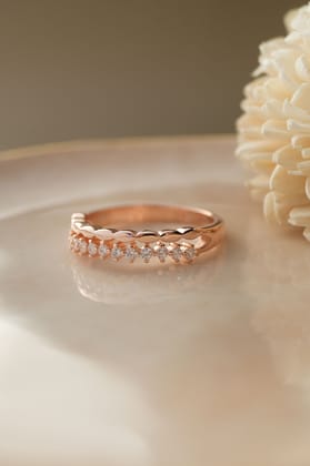 Dewdrop Shimmer Rose Gold Plated Sterling Silver Ring-US 5 = 15.6mm Diameter / Rose