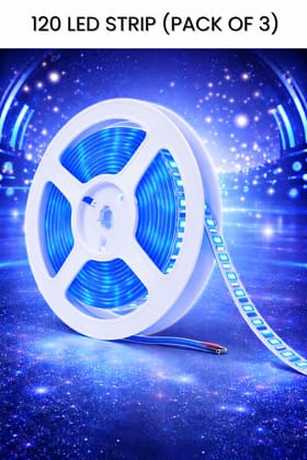 SPARKWORLD 5 Meter Blue LED Strip Light Pack of 3 | High Brightness SMD LEDs | Flexible Waterproof Strip with Adapter | Ideal for TV, Ceiling, Room, and Decor